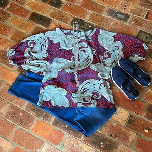 Glam paisley print Dolman sleeve top szS